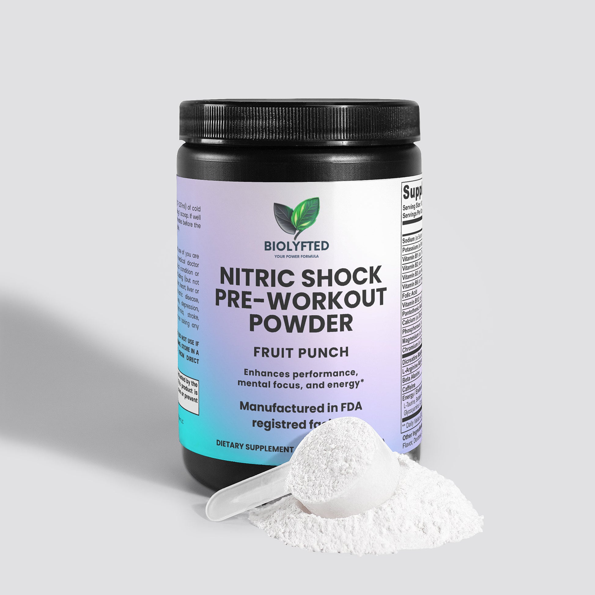Polvo pre-entrenamiento Nitric Shock (Ponche de frutas)
