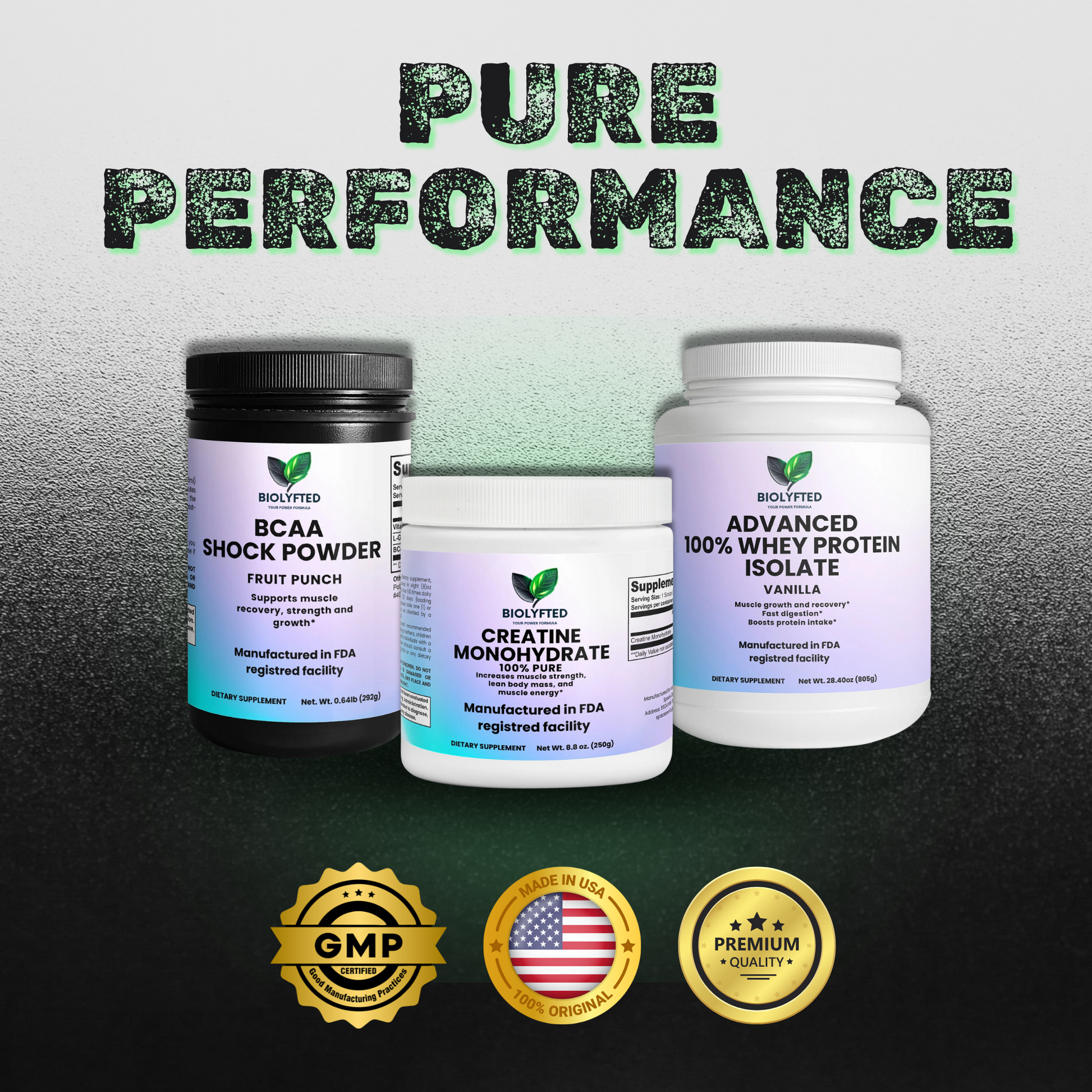 Combo intermedio ideal: Whey Protein, Creatina y BCAA para fuerza, recuperación y rendimiento. Mas que básico, sin ser extremo